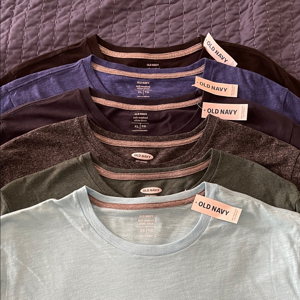 Old Navy Men's Soft Washed Short Sleeve Tees Bundle of 6 Size XL